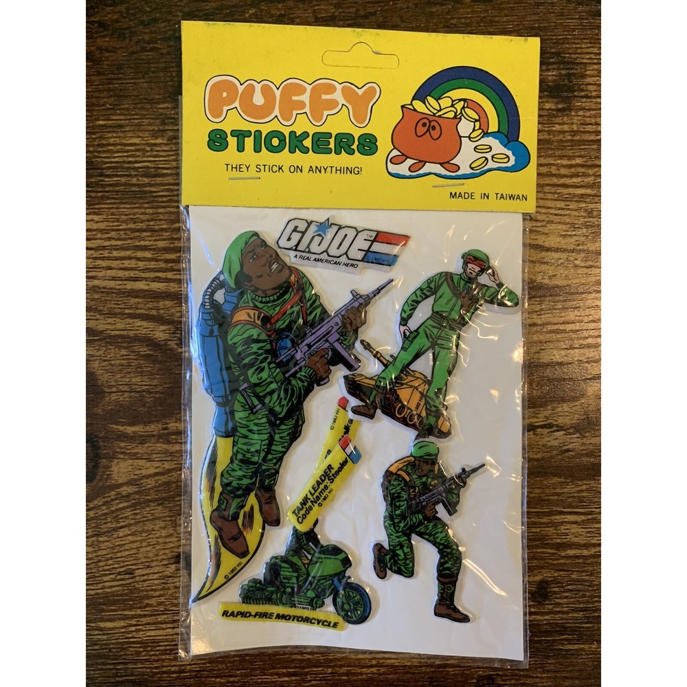 Vintage 1980's G.I. Joe 3D Puffy Sticker Pack - NOS Made In‎ Taiwan